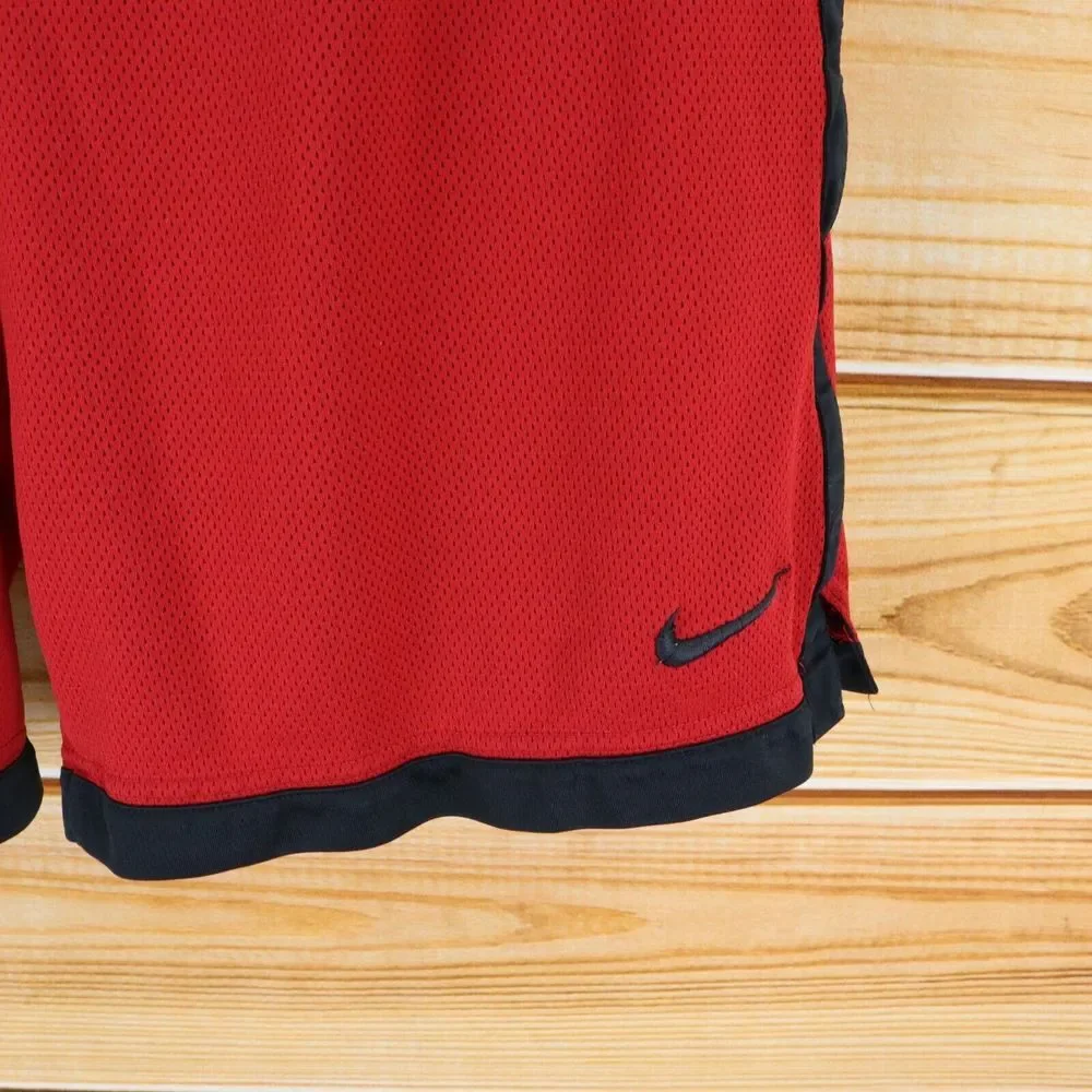 Nike Athletic Gym Shorts Mens Size M Red Basketball‎ Pockets Elastic Waist
